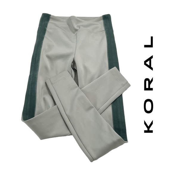 Koral Green Velvet Stripe Leggings XS - Picture 1 of 8